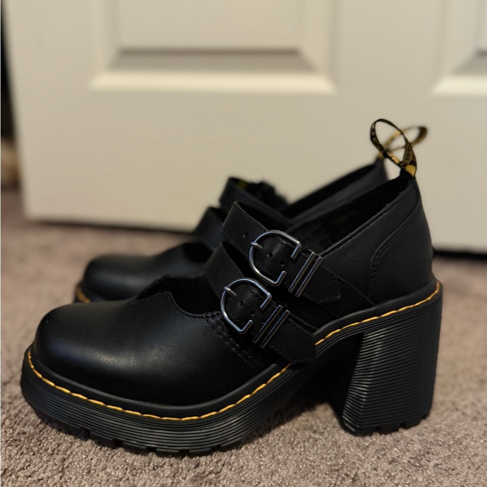 Dr Martens EVIEE SENDAL LEATHER HEELED SHOES - Picture 9 of 13